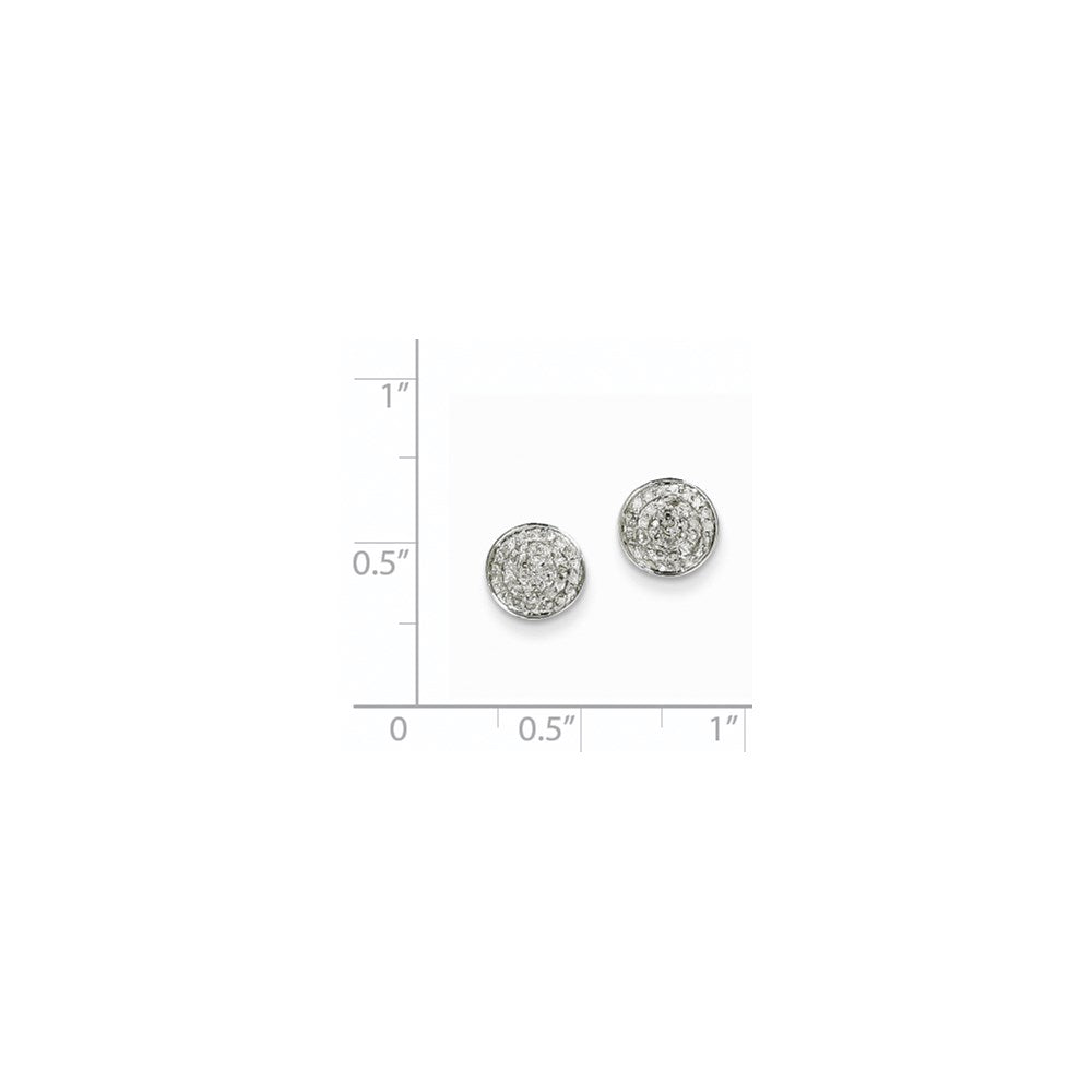14K Weißgold Ohrstecker mit echten runden Diamanten, Pavé-Fassung, klein