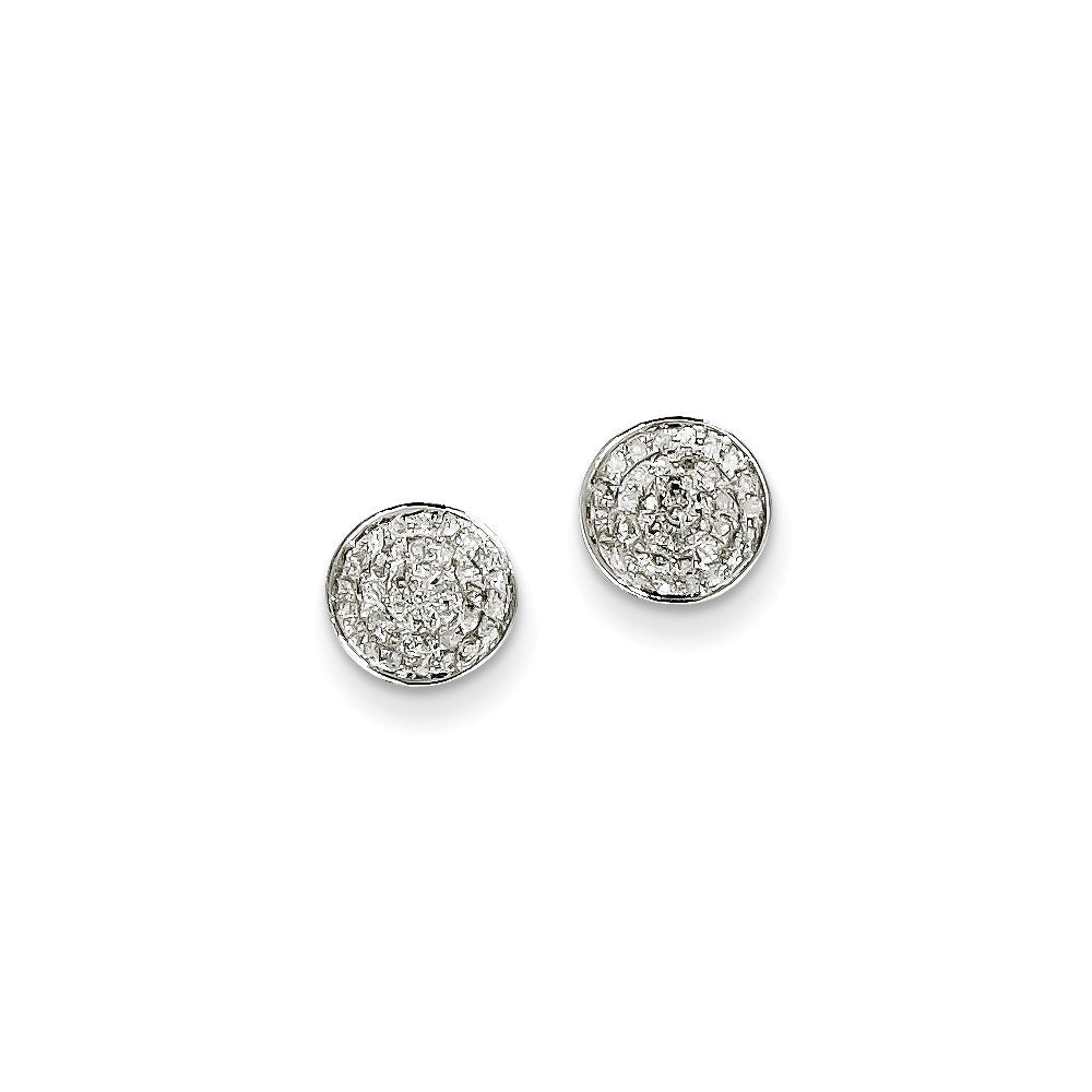 14K Weißgold Ohrstecker mit echten runden Diamanten, Pavé-Fassung, klein