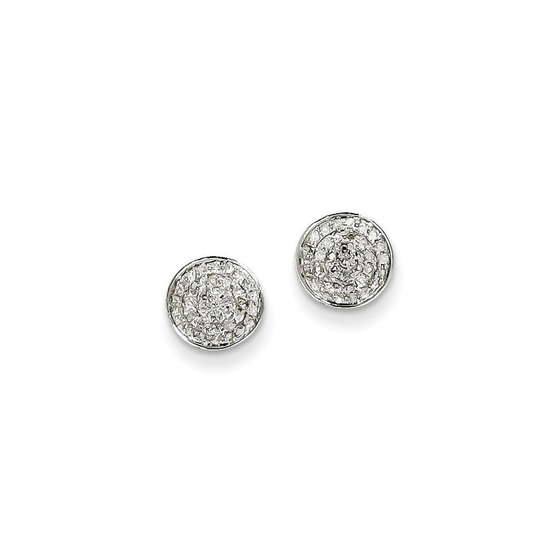 14K Weißgold Ohrstecker mit echten runden Diamanten, Pavé-Fassung, klein