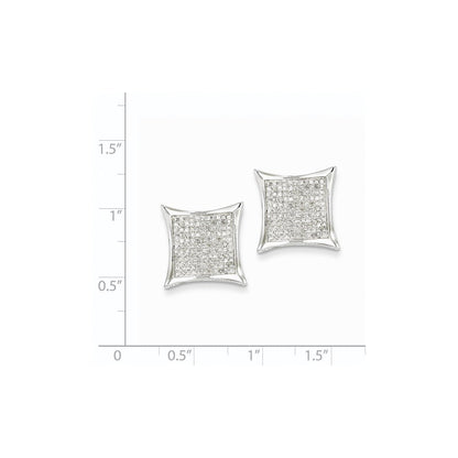 14K Weißgold Ohrstecker mit echten Diamanten in mittelgroßer quadratischer Zargenfassung