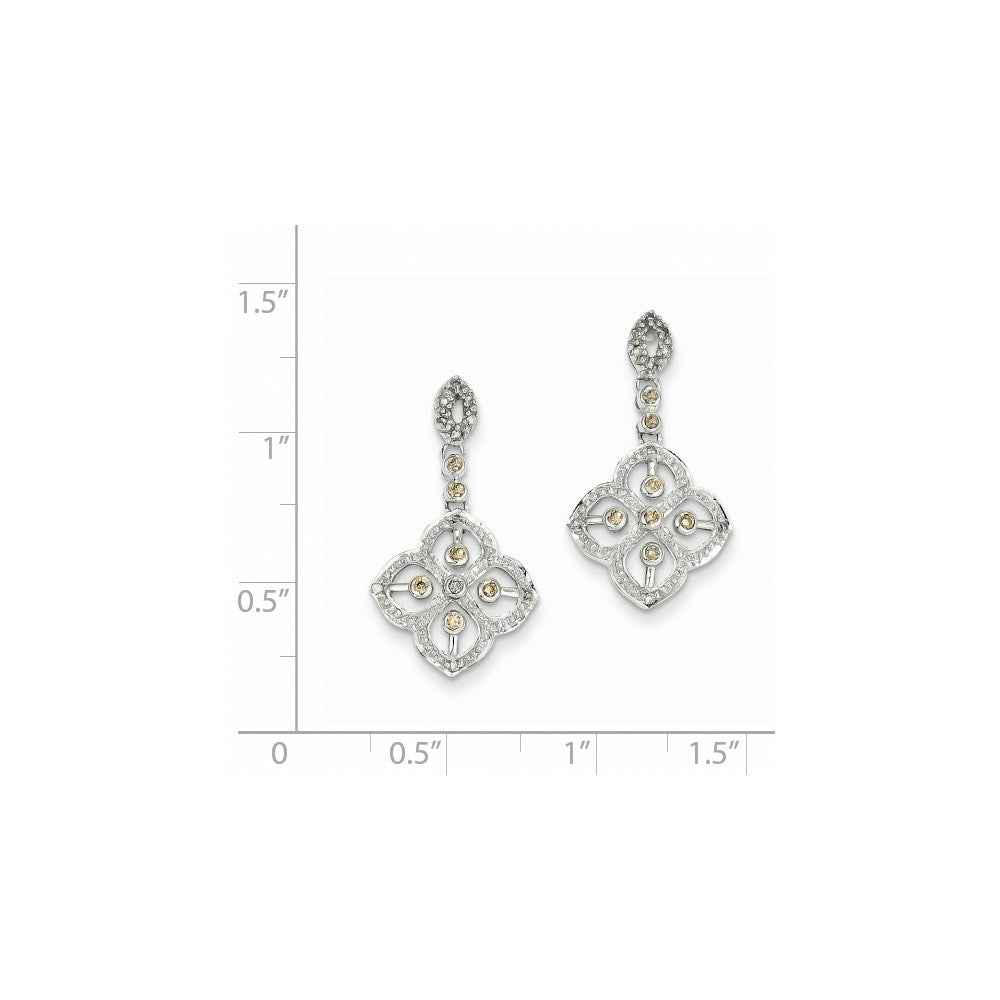 14K Weißgold Ohrstecker mit echten Champagner-Diamanten