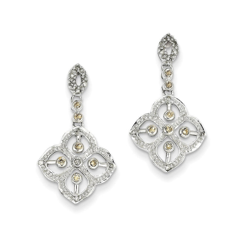 14K Weißgold Ohrstecker mit echten Champagner-Diamanten
