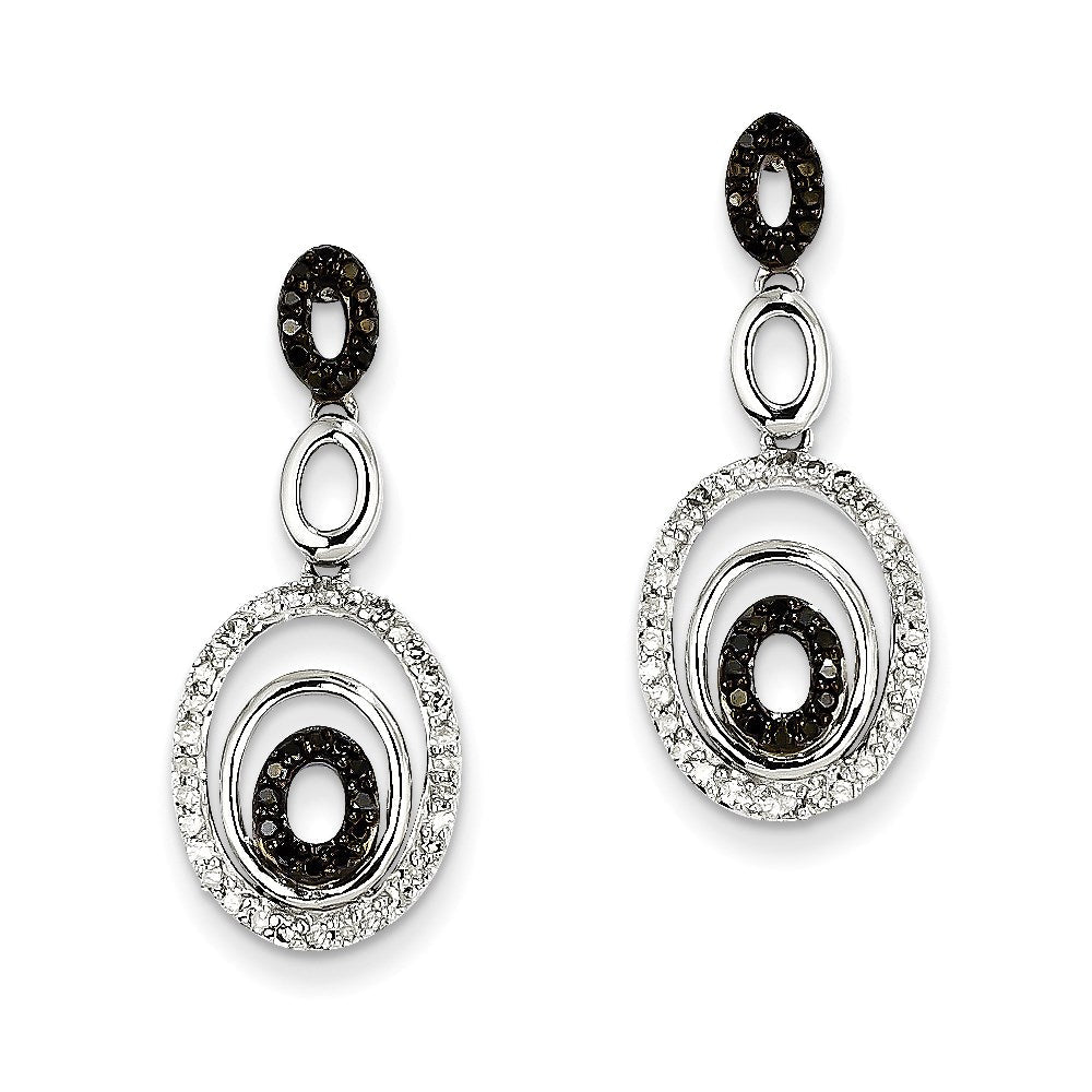 14K Weißgold Ohrringe mit schwarzen und weißen Diamanten