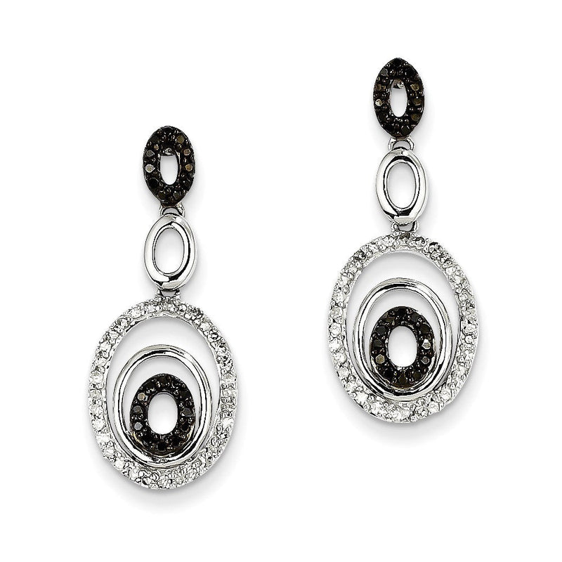 14K Weißgold Ohrringe mit schwarzen und weißen Diamanten