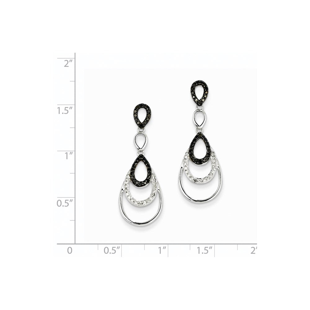 14K Weißgold Ohrstecker mit echten schwarz-weißen Diamanten