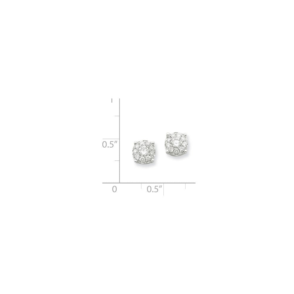 14K Weißgold Blumen-Ohrstecker mit echten Diamanten