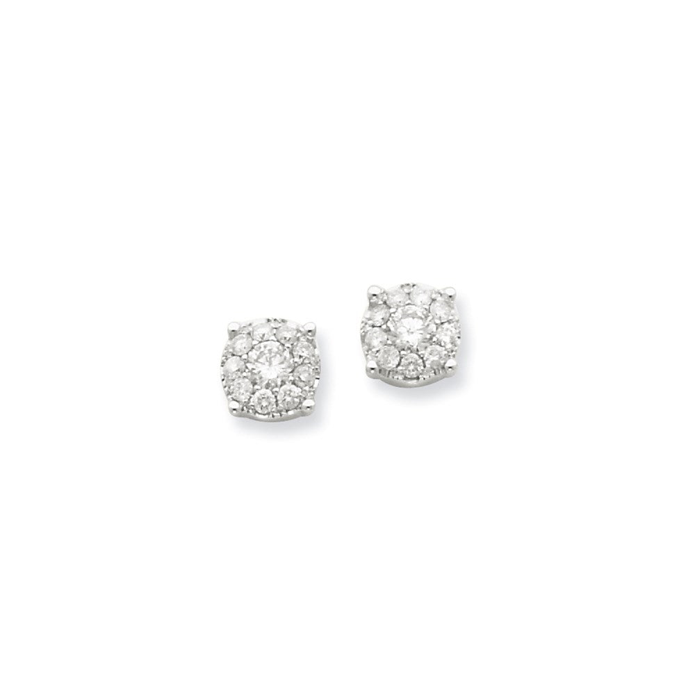 14K Weißgold Blumen-Ohrstecker mit echten Diamanten