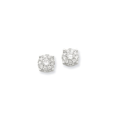 14K Weißgold Blumen-Ohrstecker mit echten Diamanten