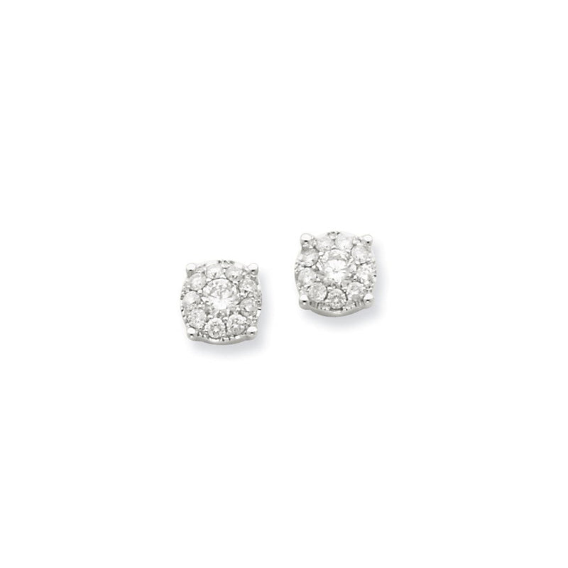 14K Weißgold Blumen-Ohrstecker mit echten Diamanten