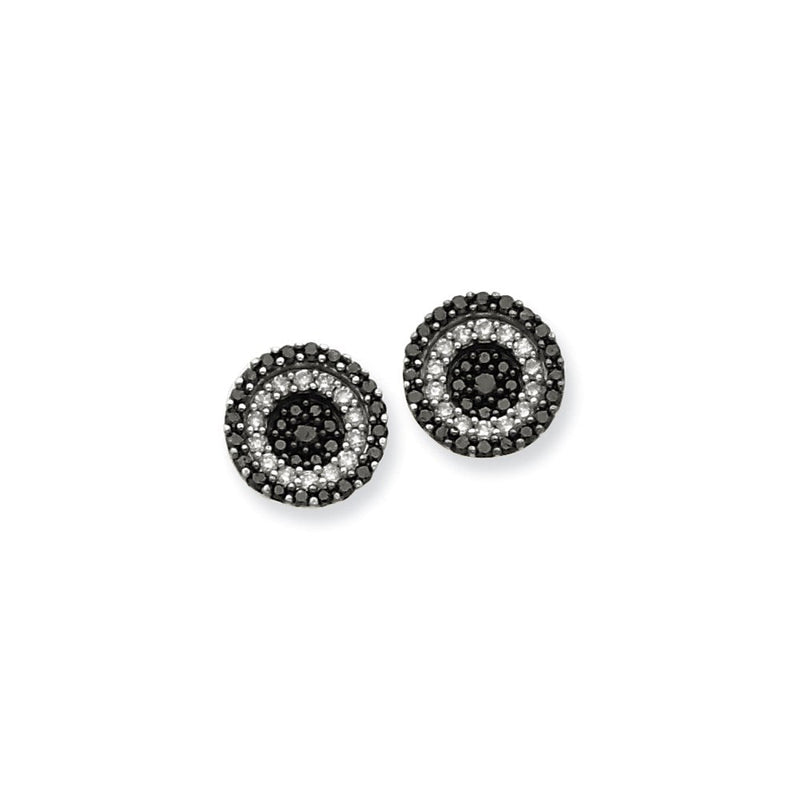 14K Weißgold Ohrringe mit schwarzen und weißen Diamanten