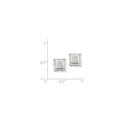 14K Weißgold Ohrstecker mit kleinen doppelten quadratischen Fassungen und echten Diamanten
