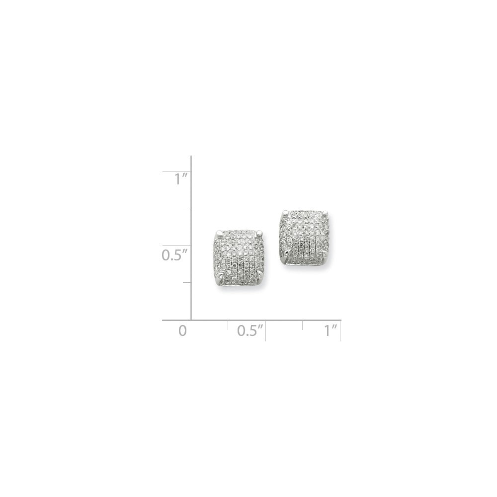 14K Weißgold Ohrstecker mit echten Diamanten, mittelgroßer Würfel