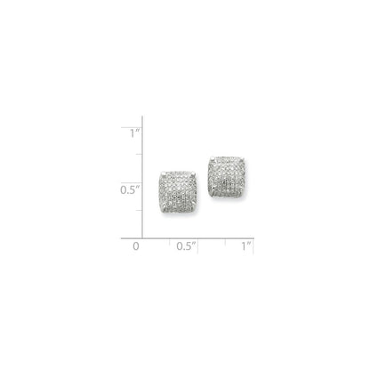14K Weißgold Ohrstecker mit echten Diamanten, mittelgroßer Würfel