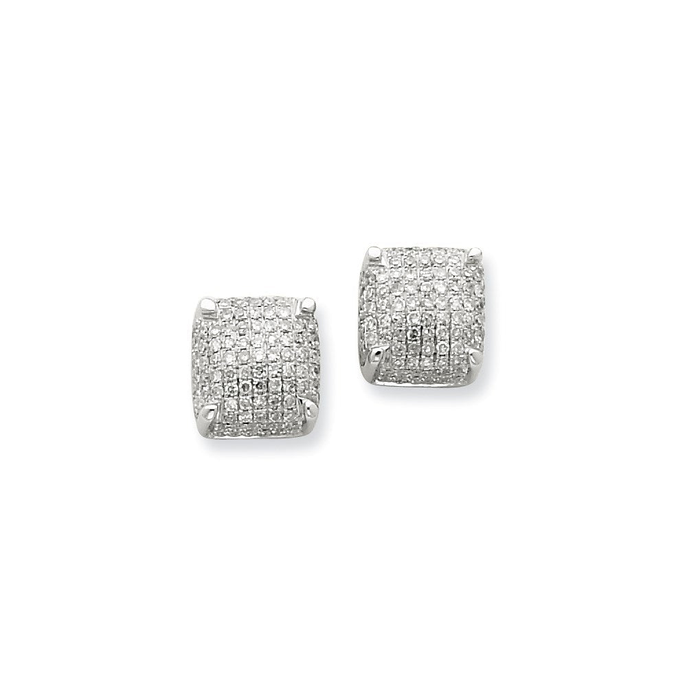 14K Weißgold Ohrstecker mit echten Diamanten, mittelgroßer Würfel