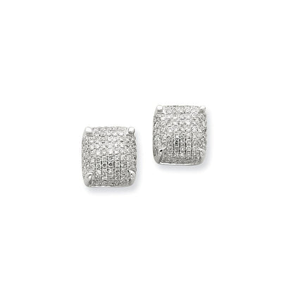 14K Weißgold Ohrstecker mit echten Diamanten, mittelgroßer Würfel