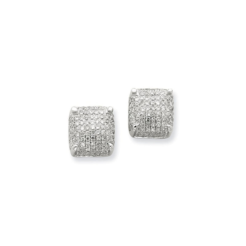 14K Weißgold Ohrstecker mit echten Diamanten, mittelgroßer Würfel