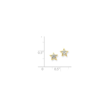 14K Gelbgold Diamant-Stern-Ohrstecker