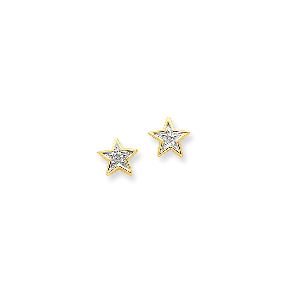 14K Gelbgold Diamant-Stern-Ohrstecker