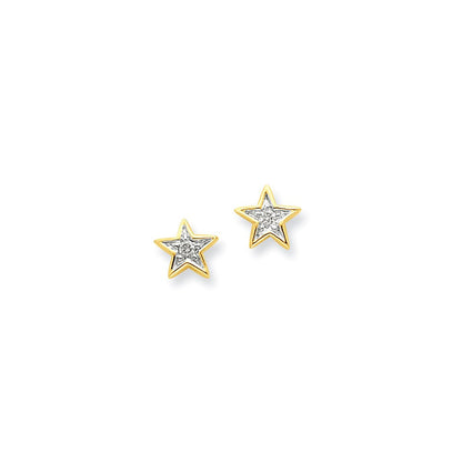 14K Gelbgold Diamant-Stern-Ohrstecker