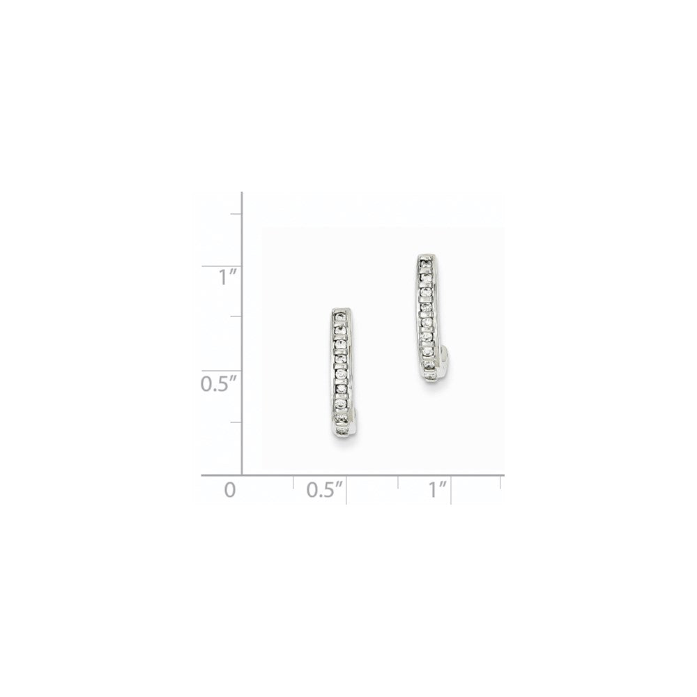 14K Weißgold Echte Diamant-Creolen mit Stecker
