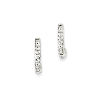 14K Weißgold Echte Diamant-Creolen mit Stecker