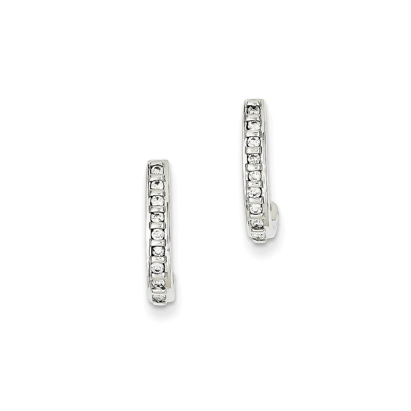 14K Weißgold Echte Diamant-Creolen mit Stecker