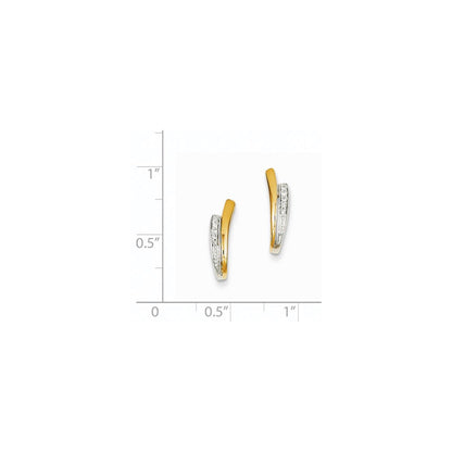 14K Gelbgold mit Rhodium-Beschichtung Echte Diamant-V-Ohrstecker