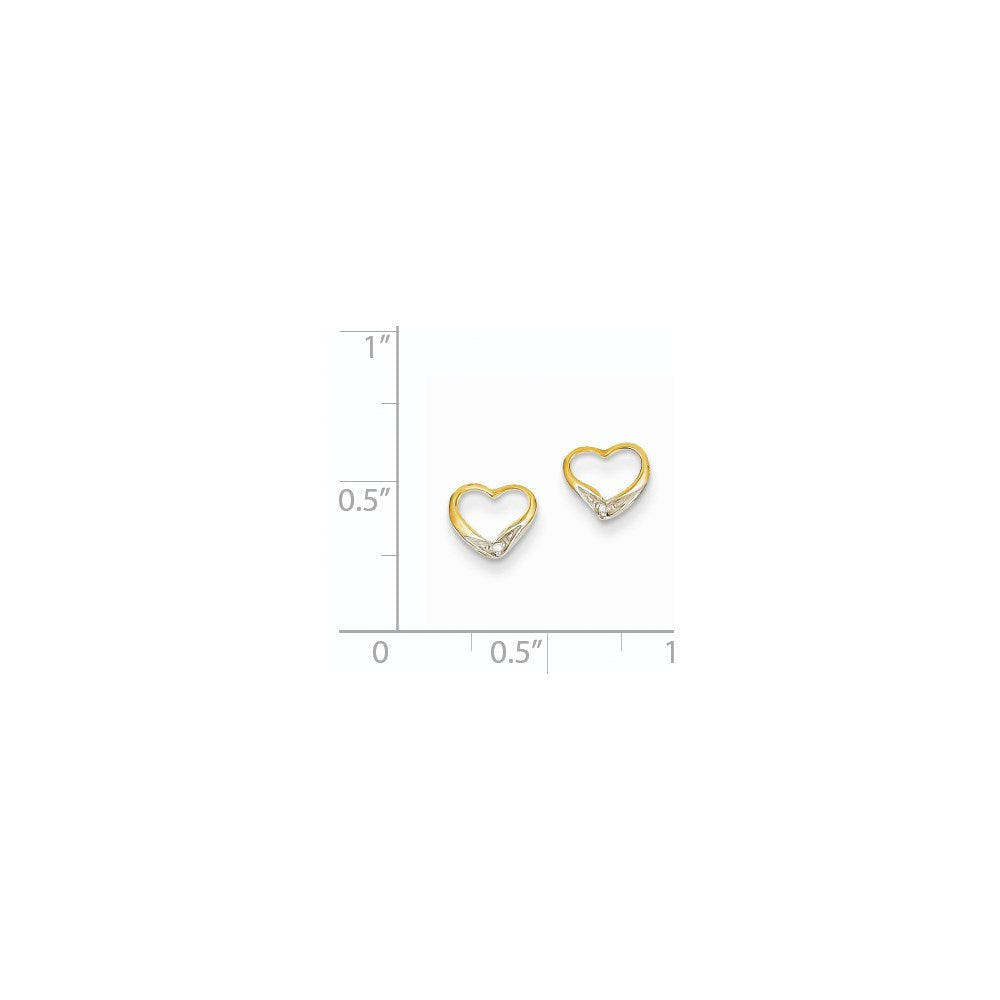 14K Gelbgold & Rhodium Ohrstecker mit echten Diamanten in Herzform