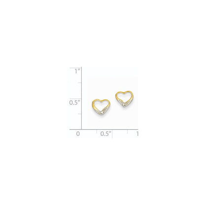 14K Gelbgold & Rhodium Ohrstecker mit echten Diamanten in Herzform