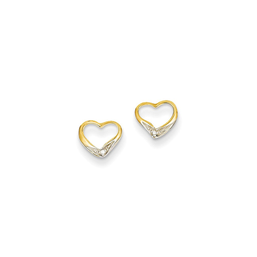 14K Gelbgold & Rhodium Ohrstecker mit echten Diamanten in Herzform