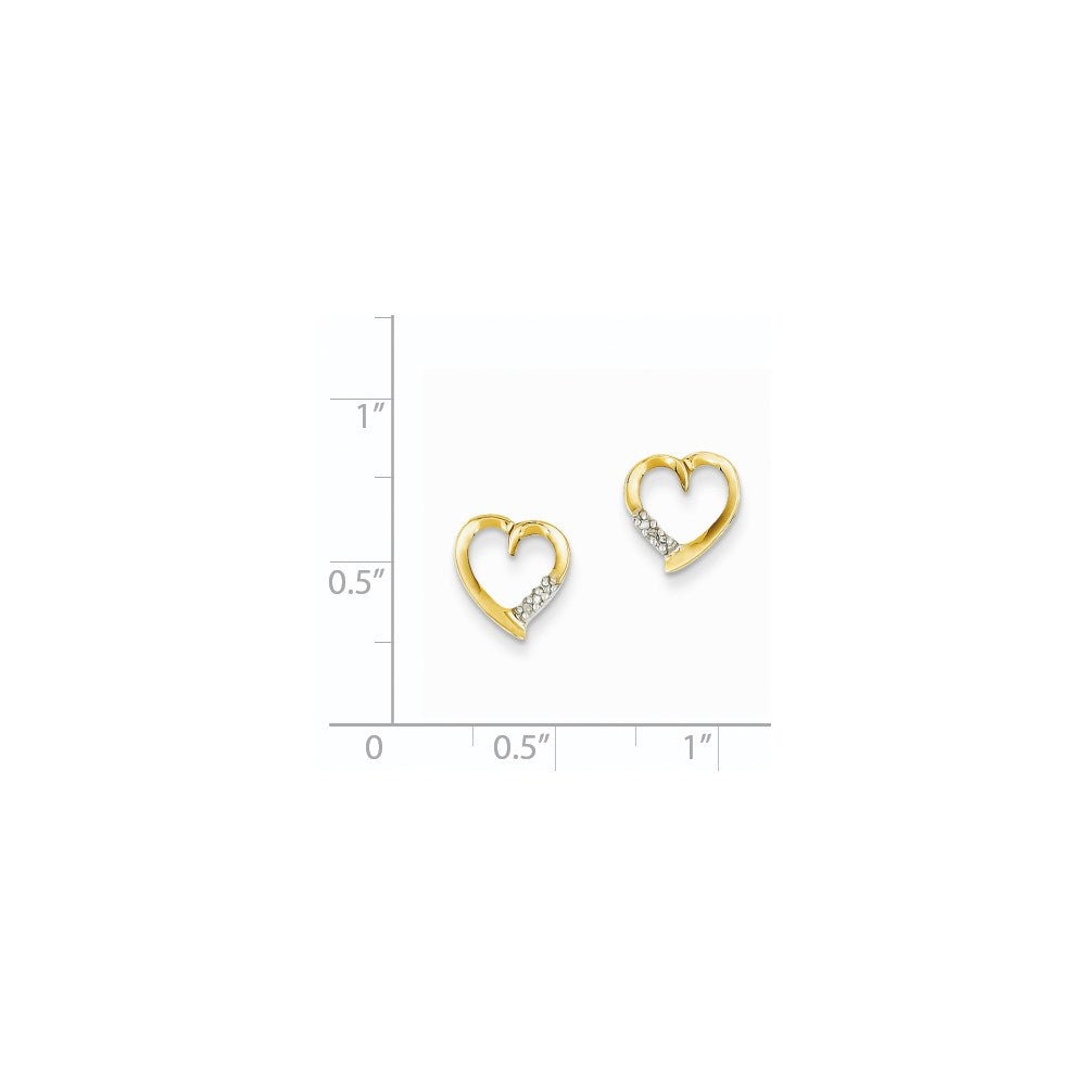 14K Gelbgold & Rhodium Ohrstecker mit echten Diamanten in Herzform