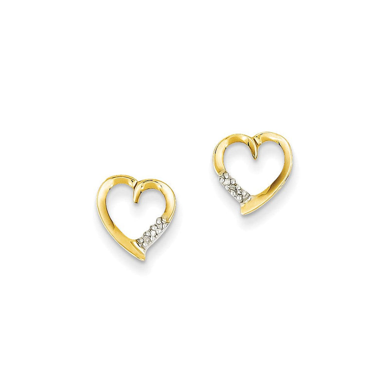 14K Gelbgold & Rhodium Ohrstecker mit echten Diamanten in Herzform