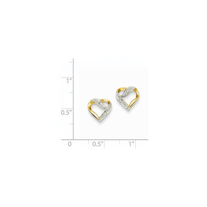 14K Gelbgold & Rhodium Ohrstecker mit Herz-Motiv und echten Diamanten im Marquise-Schliff