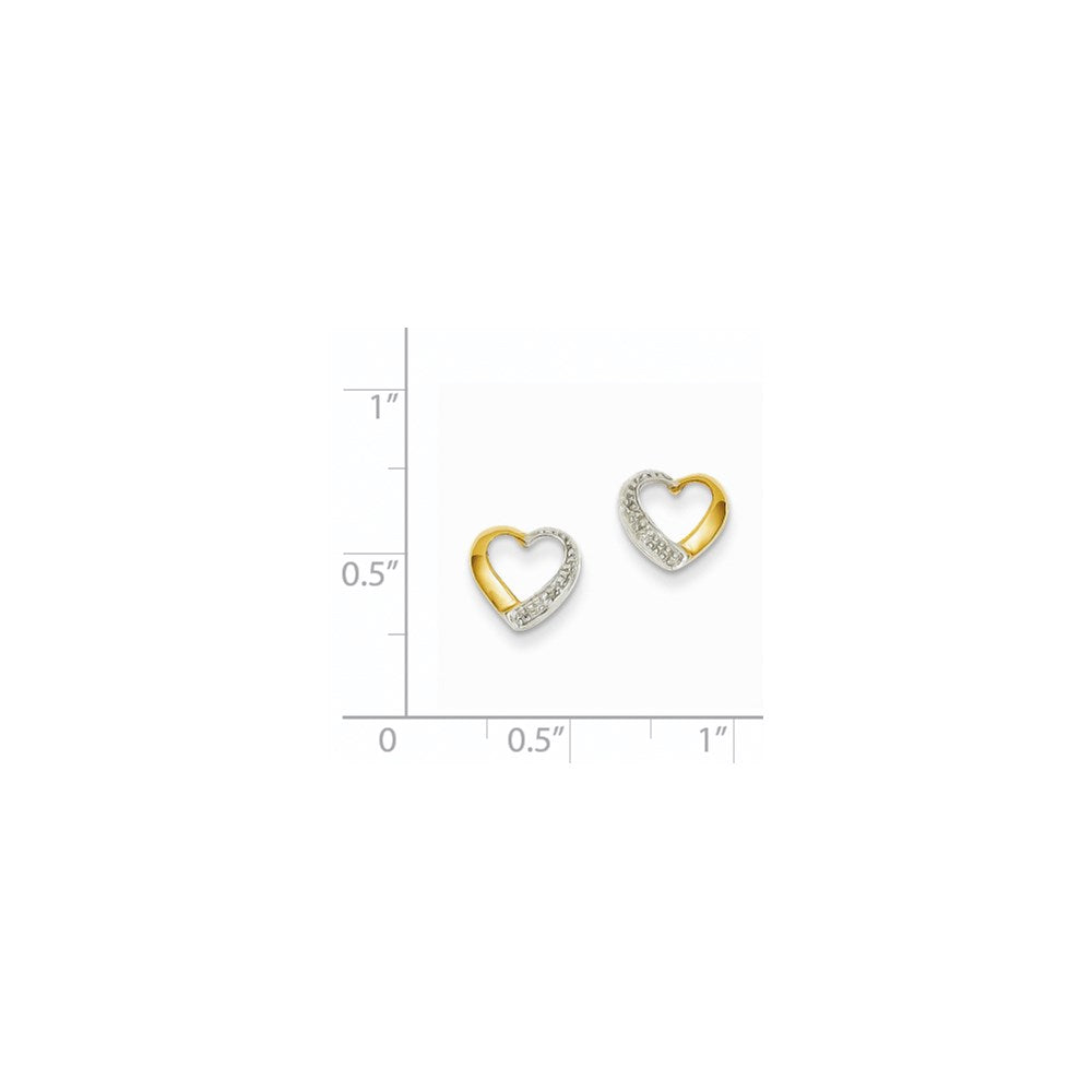 14K Gelbgold & Rhodium Herz-Ohrstecker mit echten Diamanten