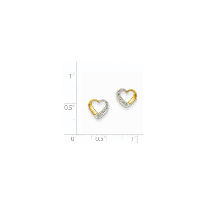 14K Gelbgold & Rhodium Herz-Ohrstecker mit echten Diamanten