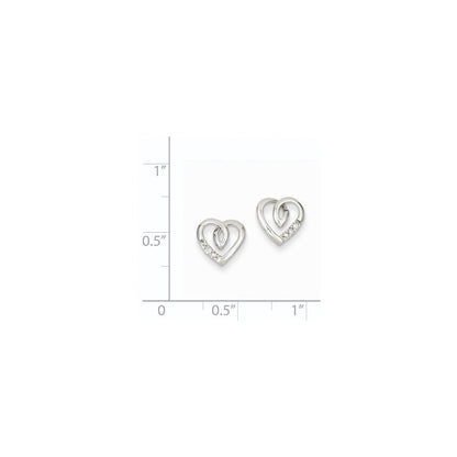 14K Weißgold Herz-Ohrstecker