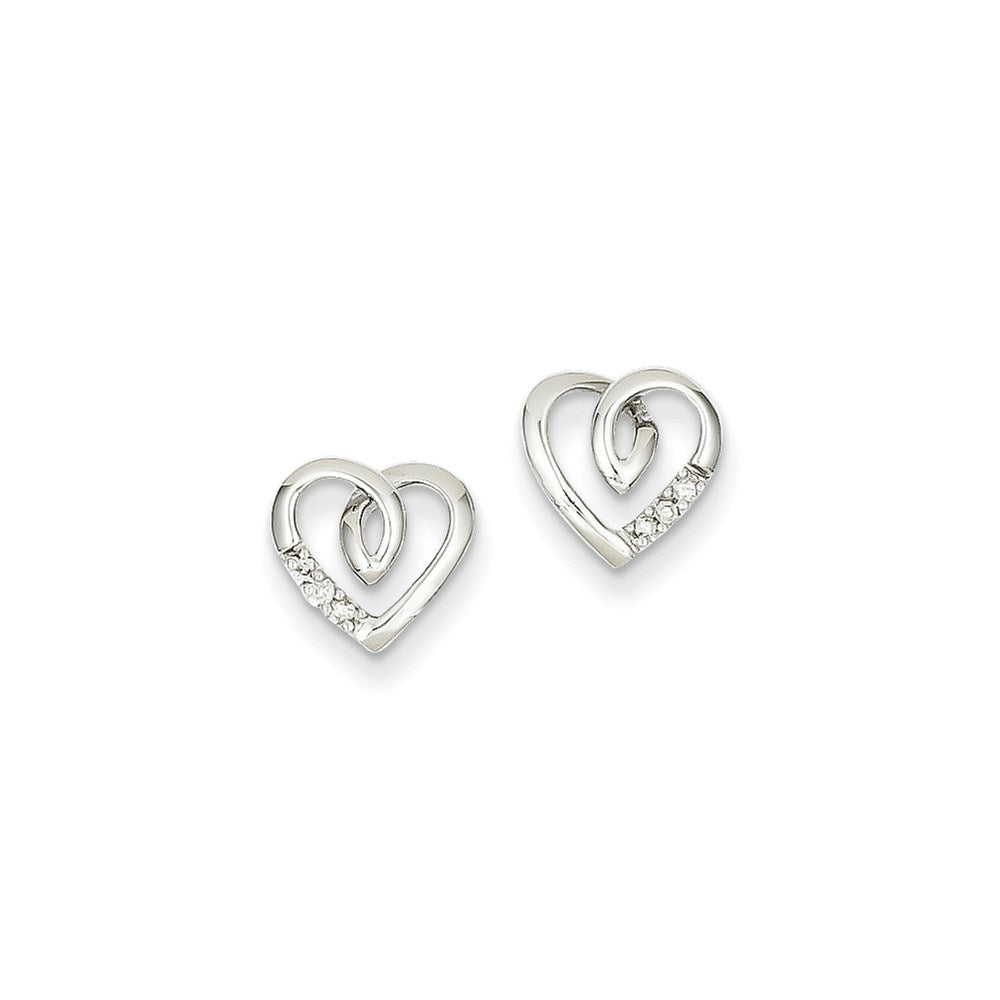 14K Weißgold Herz-Ohrstecker