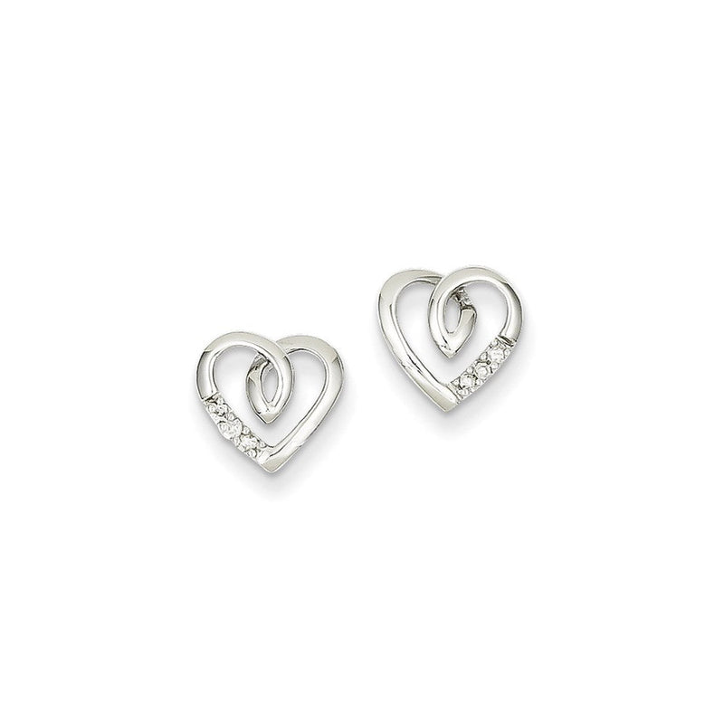 14K Weißgold Herz-Ohrstecker