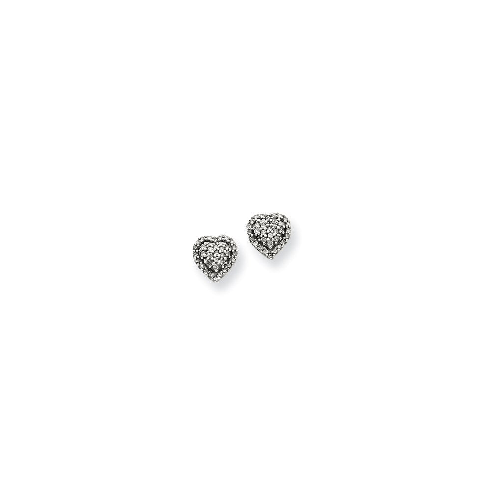 14K Weißgold Ohrstecker mit echten Diamanten in Herzform