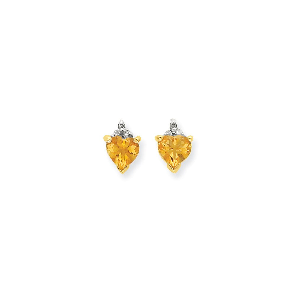 14K Gelbgold & Rhodium Marquise Herz Citrin & Echt Diamant Ohrstecker
