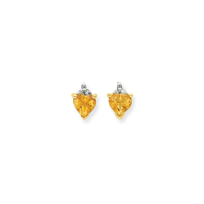 14K Gelbgold & Rhodium Marquise Herz Citrin & Echt Diamant Ohrstecker