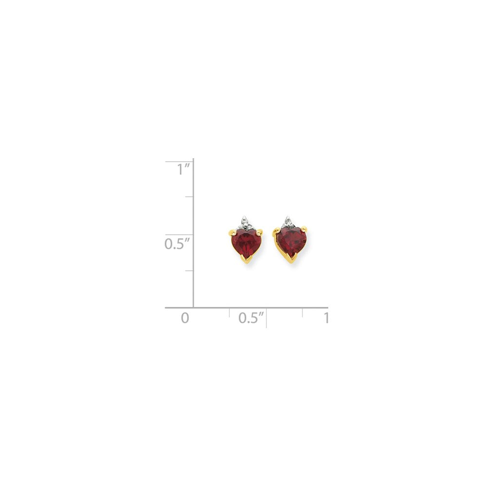 14K Gelbgold & Rhodium Marquise Herz Granat & Echt Diamant Ohrstecker