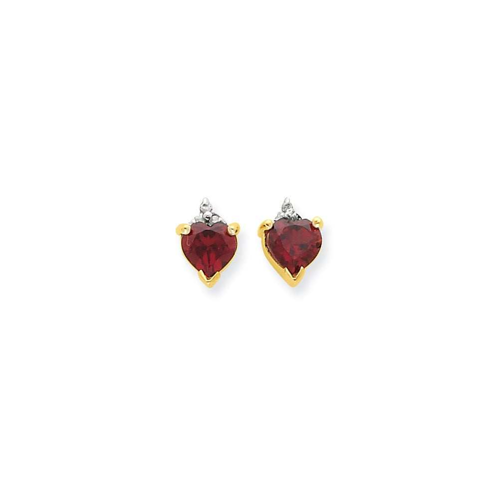14K Gelbgold & Rhodium Marquise Herz Granat & Echt Diamant Ohrstecker