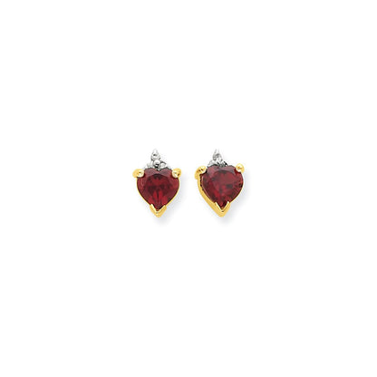 14K Gelbgold & Rhodium Marquise Herz Granat & Echt Diamant Ohrstecker