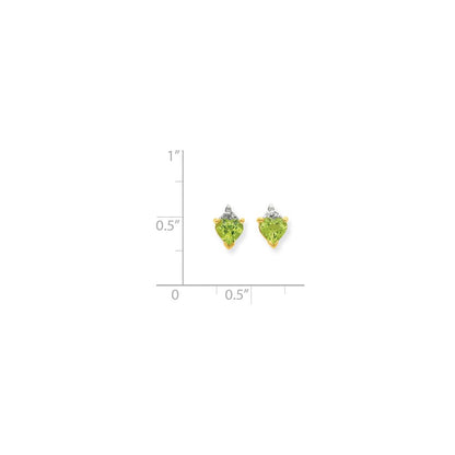 14K Gelbgold & Rhodium Marquise Herz Peridot & Echt Diamant Ohrstecker