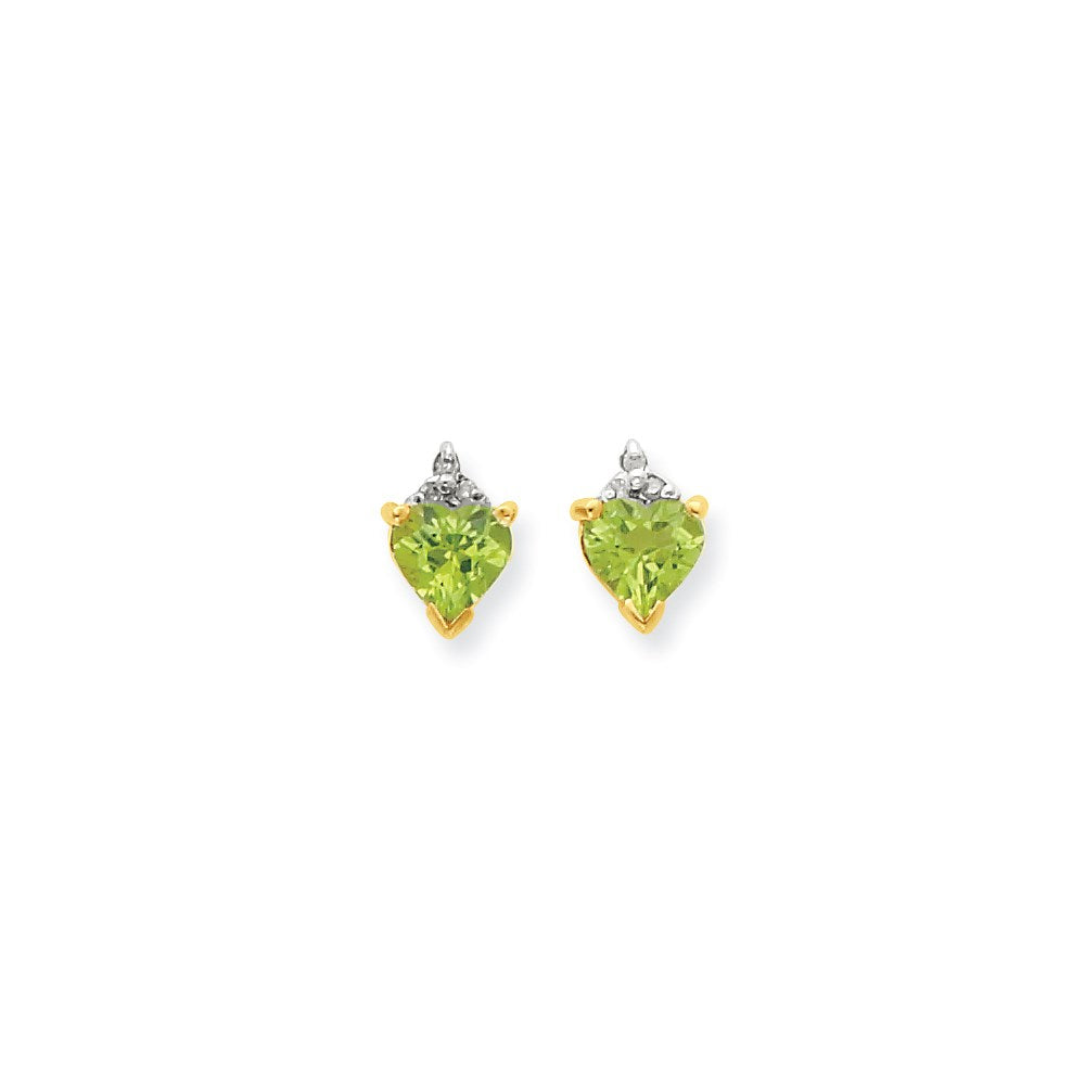 14K Gelbgold & Rhodium Marquise Herz Peridot & Echt Diamant Ohrstecker