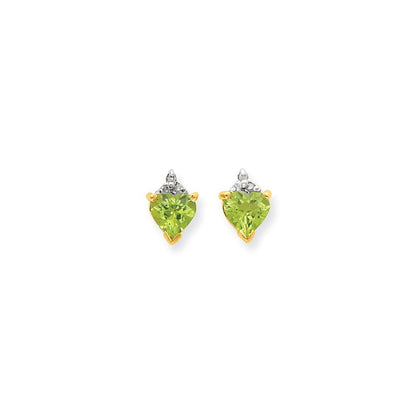 14K Gelbgold & Rhodium Marquise Herz Peridot & Echt Diamant Ohrstecker