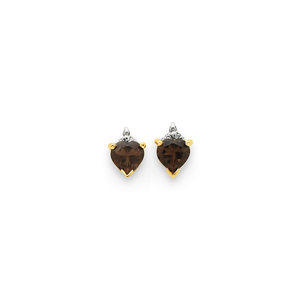 14K & Rhodium Marquise Herz Smok Gelbgold Quarz & Echt Diamant Ohrringe