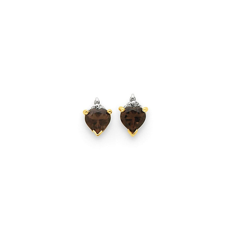 14K & Rhodium Marquise Herz Smok Gelbgold Quarz & Echt Diamant Ohrringe