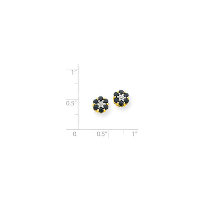 14K Gelbgold & Rhodium Saphir & Echt Diamant Ohrstecker